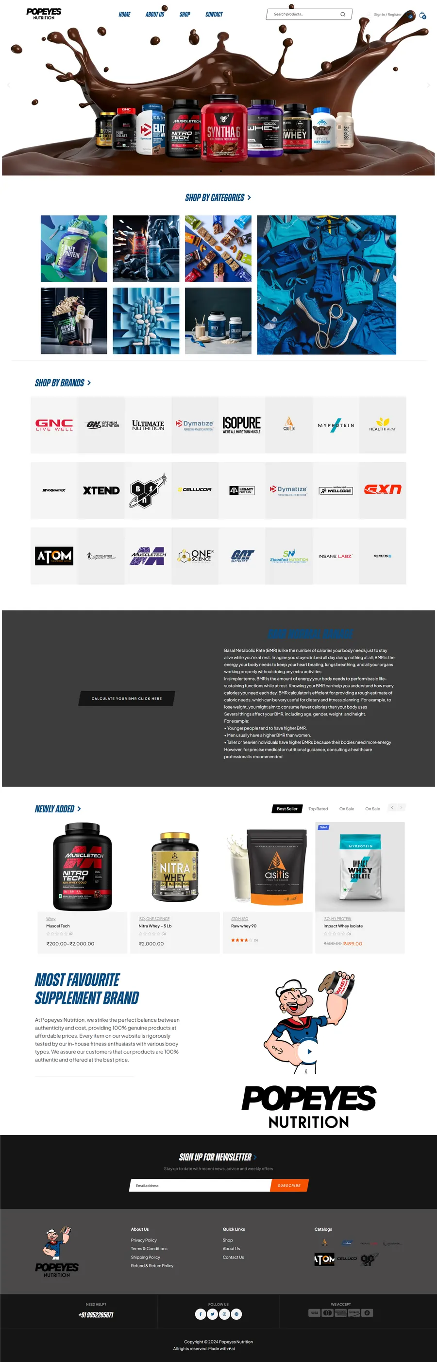popeyesnutrition.in website screenshot